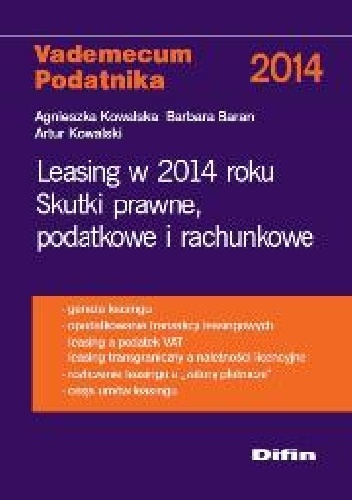 Okladka ksiazki leasing w 2014 roku skutki prawne podatkowe i rachunkowe