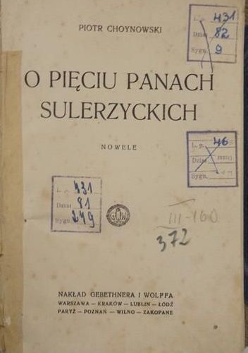 Okladka ksiazki o pieciu panach suklerzyckich nowele