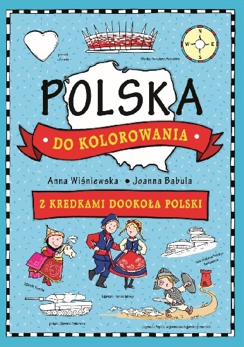 Okladka ksiazki polska do kolorowania z kredkami dookola swiata