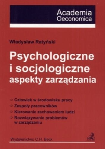 Okladka ksiazki psychologiczne i socjologiczne aspekty zarzadzania