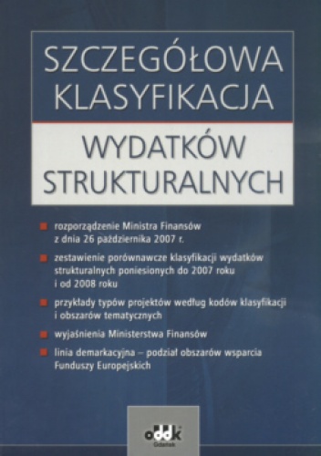 Okladka ksiazki szczegolowa klasyfikacja wydatkow strukturalnych