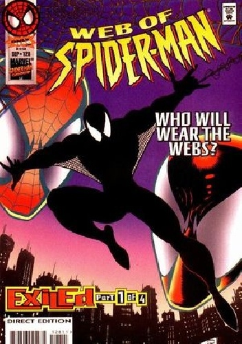 Okladka ksiazki web of spider man 128 exiled part 1 who will wear the webs