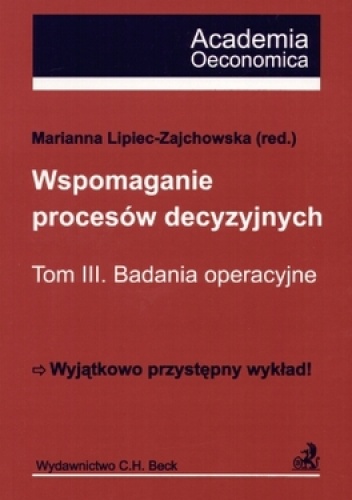 Okladka ksiazki wspomagania procesow decyzyjnych tom 3 badania operacyjne